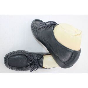 SAS Siesta Womans 8N Comfort Shoes Lace Up Navy Leather Moc Loafers Genuine